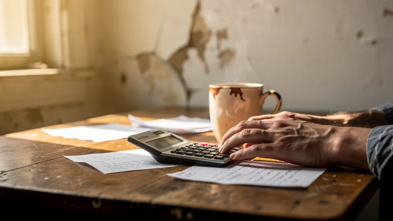 Chicago homeowner working out water damage restoration cost at a kitchen table