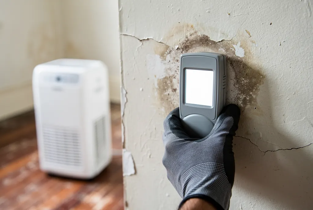 Moisture inspection that determines water damage repair cost per square foot