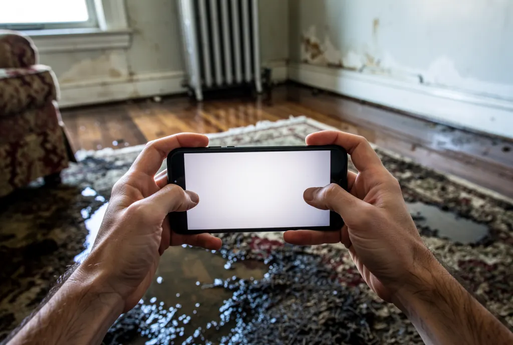 Documenting water damage with photos before cleanup begins